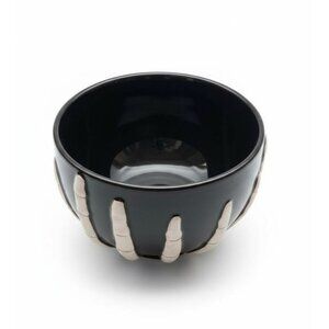 Ashland Skeleton Manor Halloween Bowl Black & White Ceramic Decorative Handwash